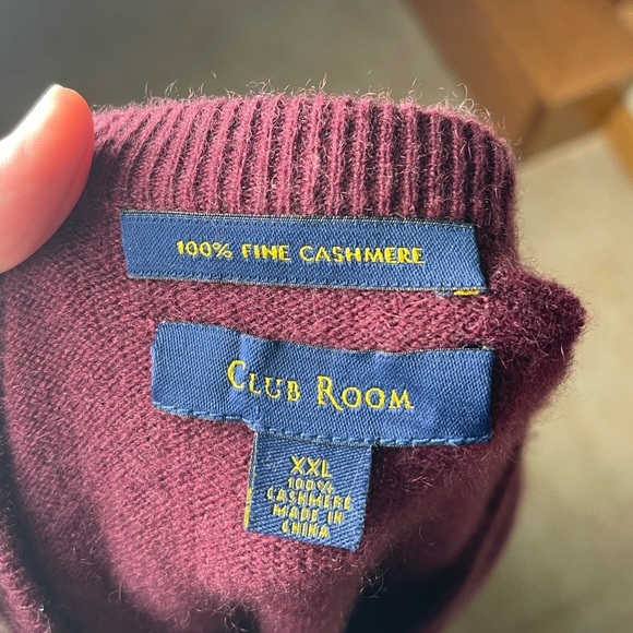 Club Room Burgundy Men’s 100% Cashmere V-Neck Sweater Size XXL - Picture 5 of 7